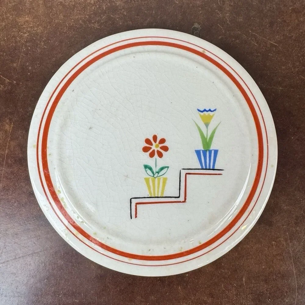 Vintage Japan Floral Ceramic Plate/Plant Stand/Tea Pot Trivet 7in